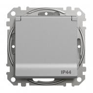 Розетка силовая с заземлением Schneider Electric Sedna Design со шторками с крышкой алюминий SDD213024