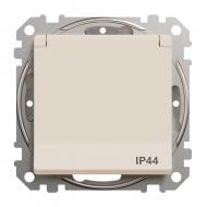 Розетка силовая с заземлением Schneider Electric Sedna Design со шторками с крышкой бежевый SDD212024