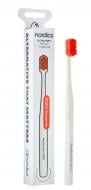Зубна щітка біорозкладна Nordics Premium 12000 Ultra Soft біла з червоною щетиною м'яка Зубна щітка біорозкладна Nordics Premium 12000 Ultra Soft біла з червоною щетиною м'яка