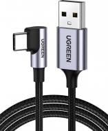 Кабель UGREEN US284 USB 2.0 to Angled USB Type-C Cable Aluminum Shell with Braided 3A 0,5 м черный (50940)