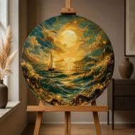 Картина по номерам Морская гавань с красками металлик d50 см Оригами