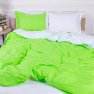 Комплект постельного белья Satin Stripe 30-0016+30-0001 Prianka 200х220 см салатовый/белый MirSon