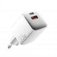 Зарядное устройство Essager Сетевое зарядное устройство ESSAGER PoleStar GaN 33W Travel Phone Charger USB A + Type C EU White (ECTAC-JXB02-Z)