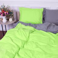Комплект постельного белья Satin Stripe 30-0016+30-0010 Danik 200х220 см салатовый/серый MirSon