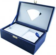 Шкатулка для украшений двухуровневая Апата синий/белый 220x136x75