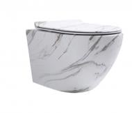 Унитаз подвесной Sant Valentines Marble Veil со смывом Easy-Clean Rim 48х36х36 см с сиденьем SLIM slow-closing