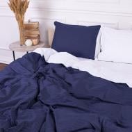 Комплект постельного белья Satin Stripe 30-0020+30-0001 Naskirin 143х210 см темно-синий/белый MirSon
