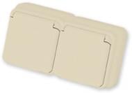 Розетка двойная без заземления Gunsan Misya без шторок с крышкой кремовый MS 05 12 195