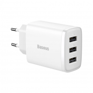 Мережевий зарядний пристрій BASEUS Compact Charger 3U 17W EU White