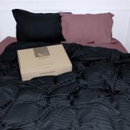 Комплект постельного белья Satin Stripe 30-0021+30-0008 Dorimel 143х210 см темно-розовый/черный MirSon