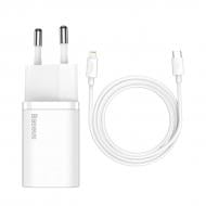 Сетевое зарядное устройство Super Si 1C 20W With Simple Wisdom Data Cable Type-C/iP 1m White