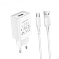 Мережевий зарядний пристрій Borofone BA68A Glacier single port charger set(Type-C)