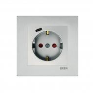 Механизм розетки бытовая с заземлением EXEN Karell IP20 серебро 290-001003-274