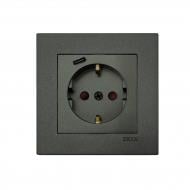 Механизм розетки бытовая с заземлением EXEN Karell IP20 антрацит 290-001303-274