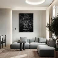 Постер Chernivtsi Black Map New 75x100 см Brushme FNK0117303