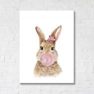 Постер Кроленок с розовой жвачкой 30x40 см Brushme