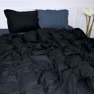 Комплект постельного белья Satin Stripe 30-0021+30-0020 Likana 175х210 см темно-синий/черный MirSon