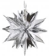 Подвеска декорированная звезда лавсан 40 см серебро