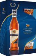 Міцний алкогольний напій ALEXANDRION 7 зірок 40% в коробці + 2 склянки (5942122001402) 0,7 л