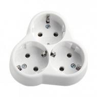 Розетка тройная с заземлением без шторок без крышки белый 90304000 Розетка тройная с заземлением без шторок без крышки белый 90304000