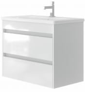 Тумба ЮВЕНТА Otto Ot-80 белая (подвесная) с умывальником Soft-80