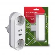 Двойник Euroelectric с заземлением 2 гн. белый EE-2/2USB-16A