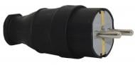 Вилка штепсельна ТЕССО TA 3001 пряма із заземленням 230В 16А каучук чорний