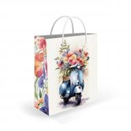 Пакет подарунковий L 27x33x11 см Скутер з квітами Львівська Мануфактура Друку Пакет подарунковий L 27x33x11 см Скутер з квітами Львівська Мануфактура Друку