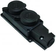 Колодка ТЕССО серія каучук із заземленням 2 гн. без вимикача 02 чорний 107 200 00