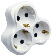 Трійник ТЕССО із заземленням 3 гн. білий 7004