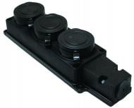 Колодка ТЕССО серія каучук із заземленням 3 гн. без вимикача 02 чорний 107 300 00