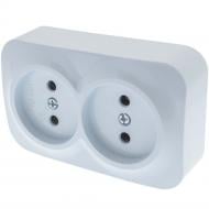 Розетка двойная бытовая без заземления накладная серія Country IP20 белый QM-PH-00030
