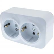 Розетка двойная бытовая с заземлением серия Country IP20 белый QM-PH-00040