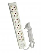 Удлинитель с выключателем ТЕССО с заземлением 6 гн. белый 3 м 102 602 03