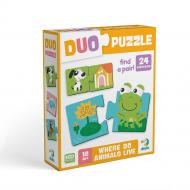 Мини-пазл DoDo ДУО Зверята и их домики 300690