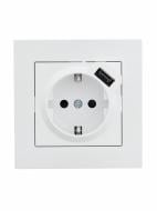 Розетка + USB 1 с заземлением Lezard Vesna IP20 белый 742-0288-181