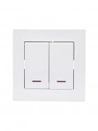 Вимикач двоклавішний Lezard Vesna з підсвіткою білий 742-0288-112