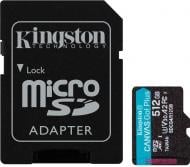 Карта памяти Kingston microSD 512 ГБ UHS-IClass 10 (SDCG4/512GB ) Canvas Go! Plus R200/W160MB/s + SD-адаптер