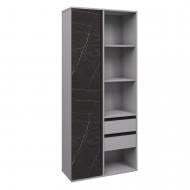 Пенал Вісент Б 1дв+2ш ГБ15 2100х900х400 мм серый / серый/мрамор черный