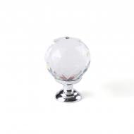 Мебельная ручка кнопка Larvij кноб на одно отверстие мм L4.knob07TR хром/прозрачный хрусталь