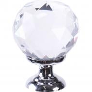 Мебельная ручка кнопка Larvij кноб на одно отверстие мм L4.knob07TR хром/прозрачный хрусталь