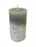 Свеча Цилиндр C07*15/1-7.5-9.1 омбре серая в серебре Candy Light