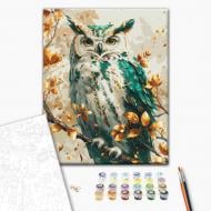 Картина по номерам Изумрудная сова с красками металлик 40х50 см Brushme