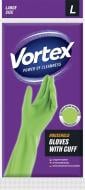 Рукавички латексні Vortеx з подовженими манжетами міцні р. L 1 пар/уп. зелені Рукавички латексні Vortеx з подовженими манжетами міцні р. L 1 пар/уп. зелені