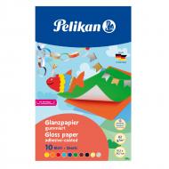 Бумага самоклеящаяся глянцевый 10 листов 10 цветов 18х30см 82г/м2 Pelikan