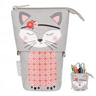 Пенал-подставка 2 в 1 Pen Stand Kitty 50043675 Herlitz серый с рисунком