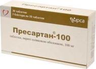 Пресартан-100 в/плів. обол. по 100 мг №30 (10х3) таблетки 100 мг