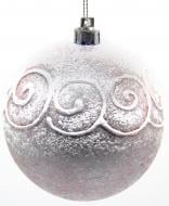 Шар новогодний Орнамент d80 80 мм серебро/белый 2591