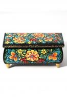 Шкатулка для ювелирных украшений деревянная с Петриковской росписью Шк/НТ1/l161