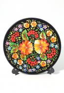 Тарелка сувенирная деревянная с Петриковской росписью